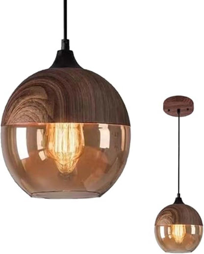 💡✨ Wood Grain Pendant Ceiling Light | Modern Minimalist Hanging Lamp 🏡🌙