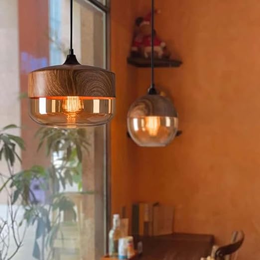 💡✨ Wood Grain Pendant Ceiling Light | Modern Minimalist Hanging Lamp 🏡🌙