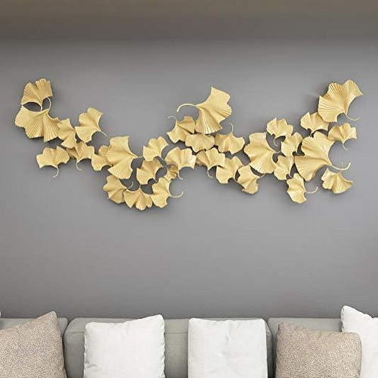 Handmade Iron Ginkgo Leaf Wall Art Sculpture – 3D Vintage Metal Wall Decor