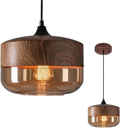 💡✨ Wood Grain Pendant Ceiling Light | Modern Minimalist Hanging Lamp 🏡🌙