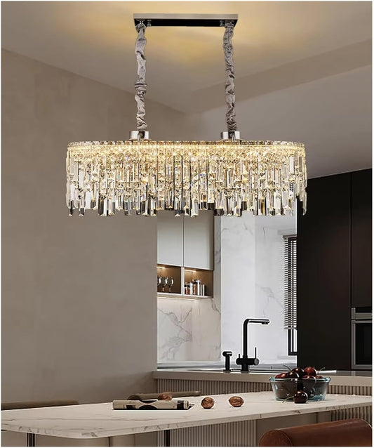 Modern Crystal Chandelier with Metal Frame for Elegant Home Lighting