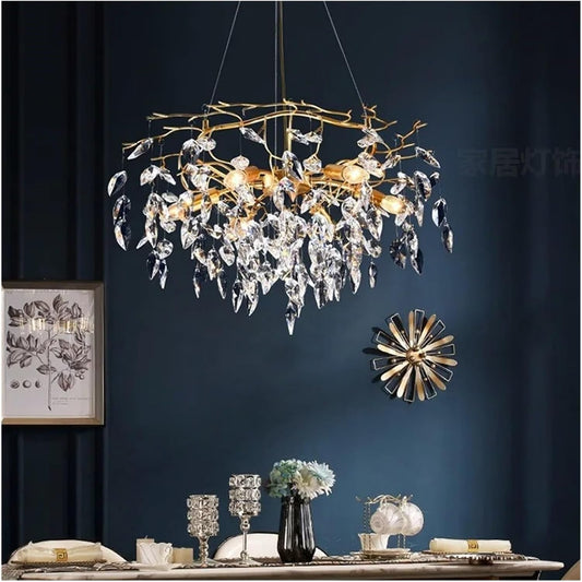 Modern Luxury Crystal LED Chandelier Pendant Light Fixture for Elegant Home Decor