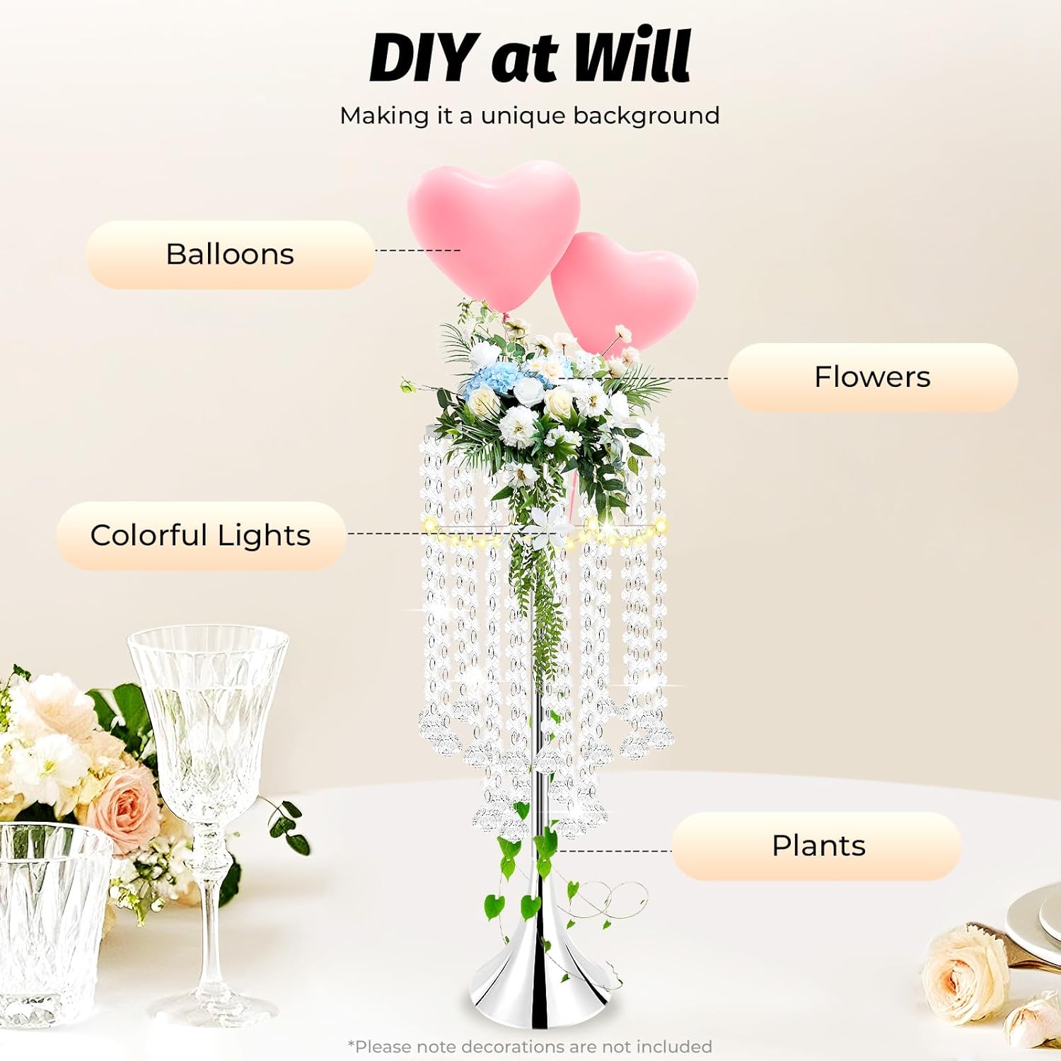 💎✨ Crystal Wedding Centerpiece Decor | Elegant Table Vase Ornament 🏡💫
