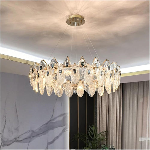 Modern Crystal Pendant Light with Remote Control Dimming and Adjustable Lighting Modes
