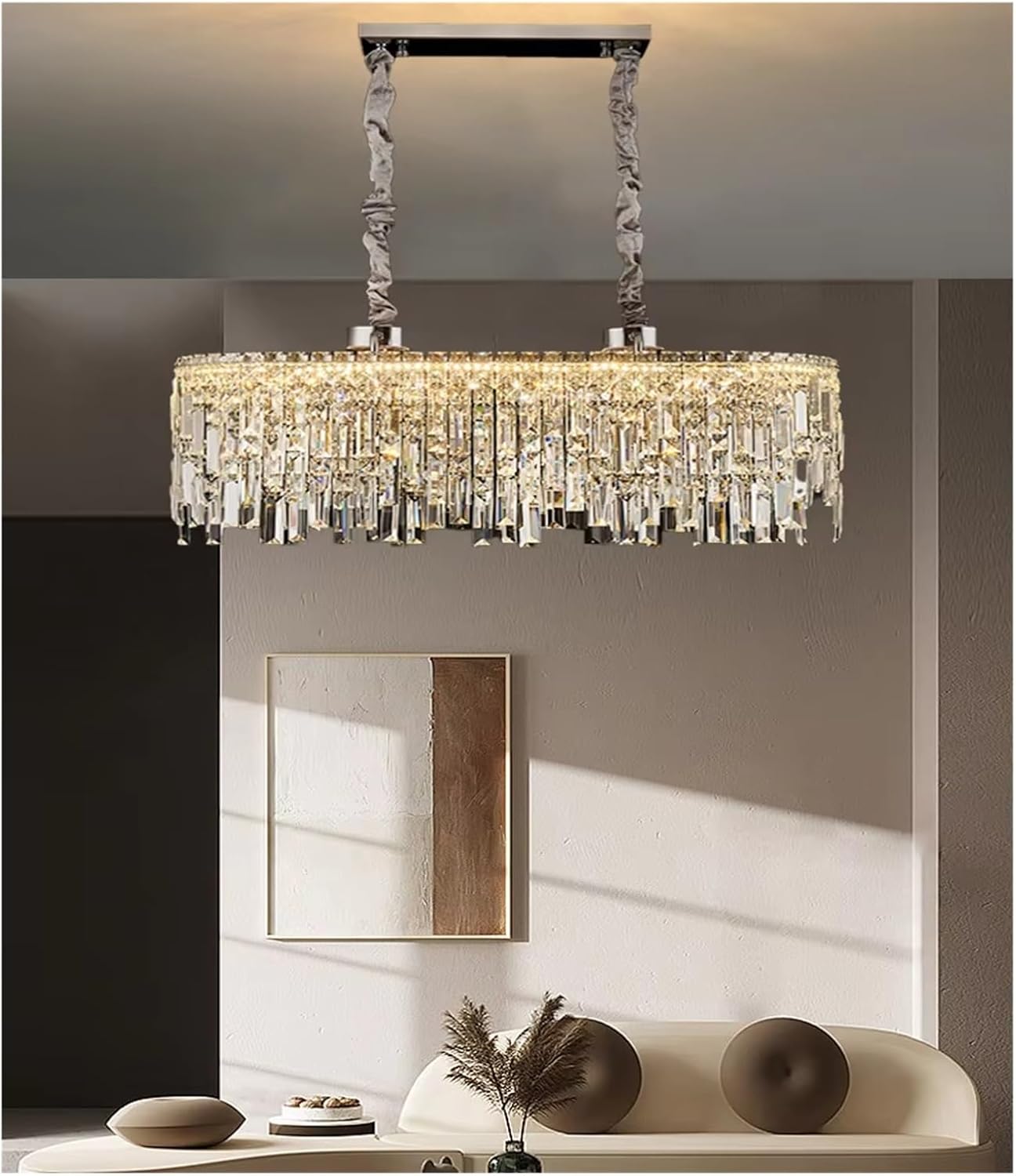 Modern Crystal Chandelier with Metal Frame for Elegant Home Lighting