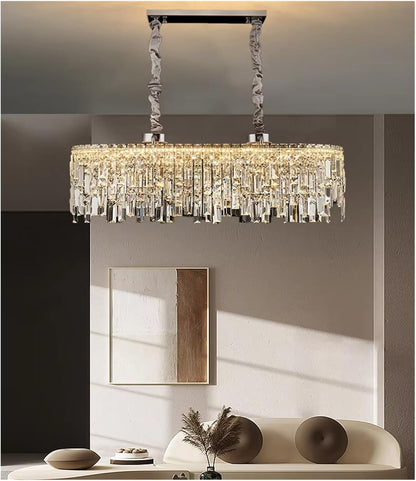 Modern Crystal Chandelier with Metal Frame for Elegant Home Lighting