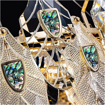 Modern Crystal Pendant Light with Remote Control Dimming and Adjustable Lighting Modes